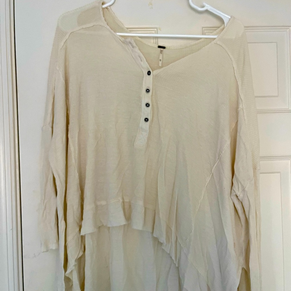 Free People high low cream shirt